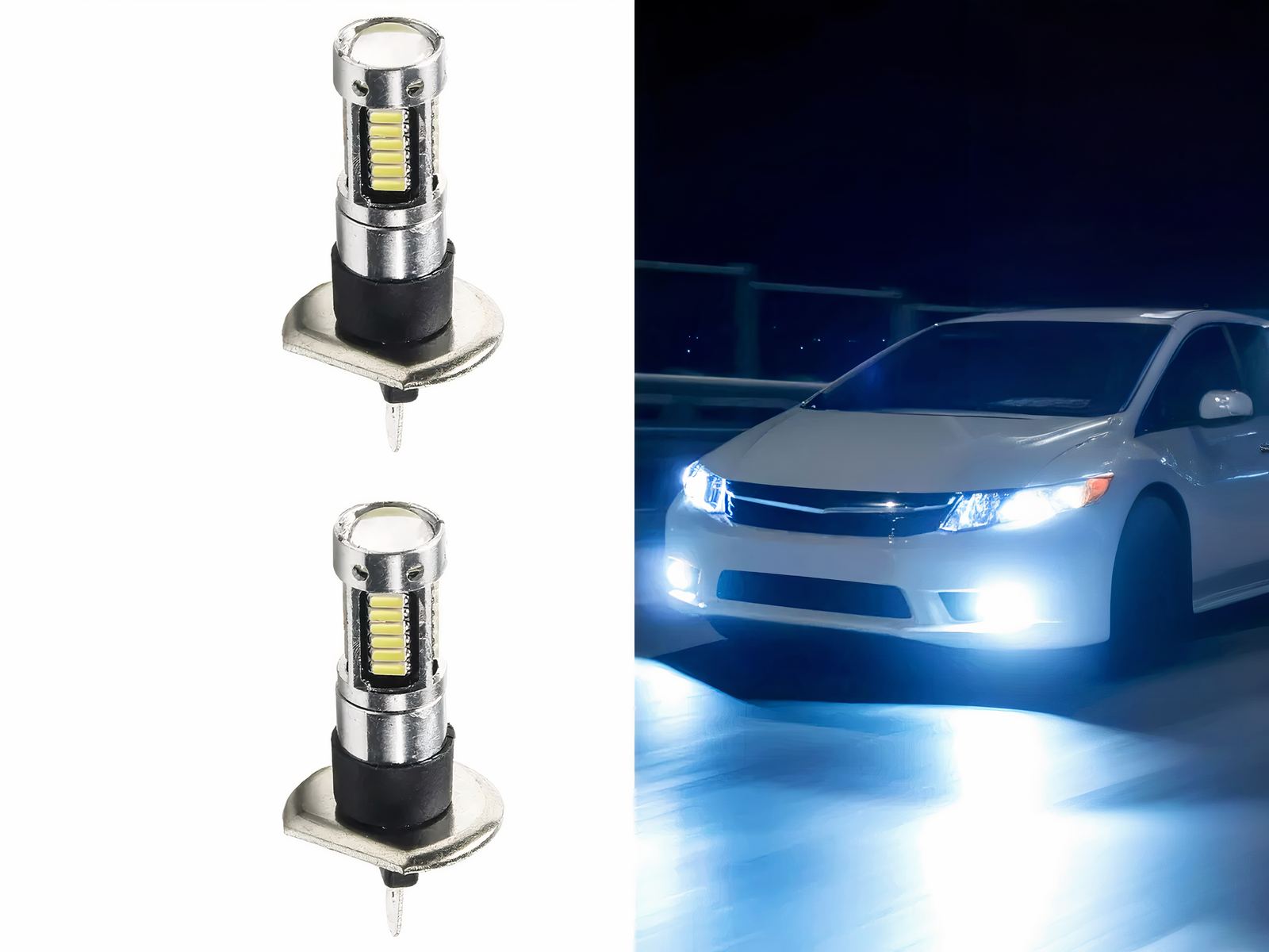 Lot 2 phares LED ampoules H1 antibrouillards 6000K