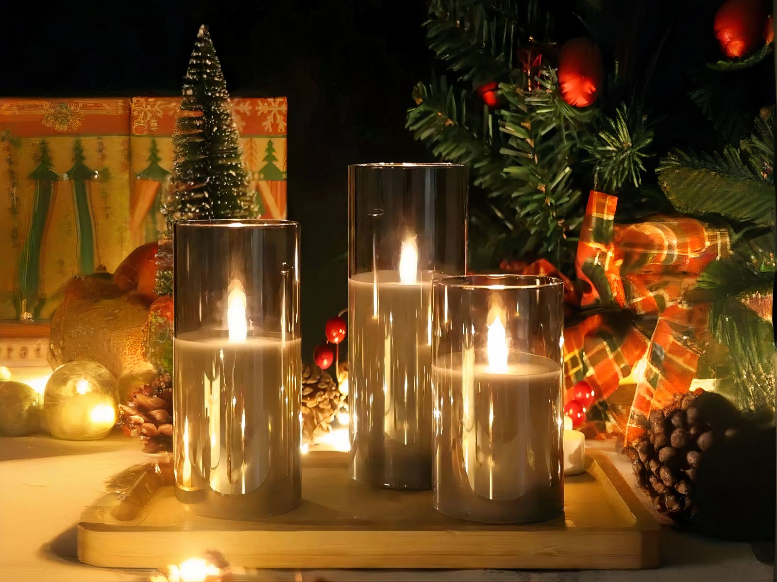 Lot 3 bougies LED à batterie avec télécommande