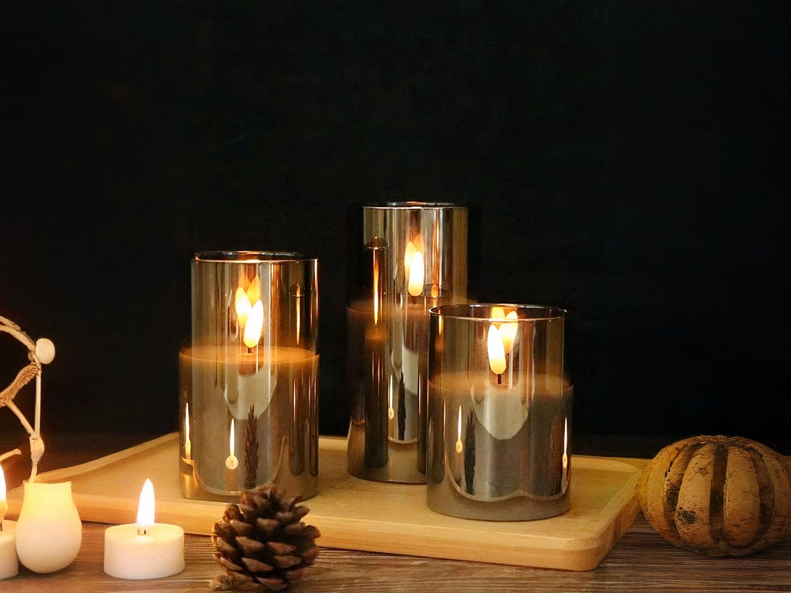 Lot 3 bougies LED à batterie avec télécommande