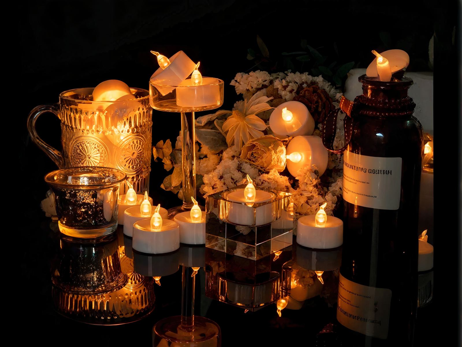 Lot de 12 bougies LED flamme vacillante petit format avec télécommande