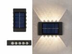 Lot de 2 appliques LED solaires murales et design, avec applique avec 10 LED, lumière jaune.