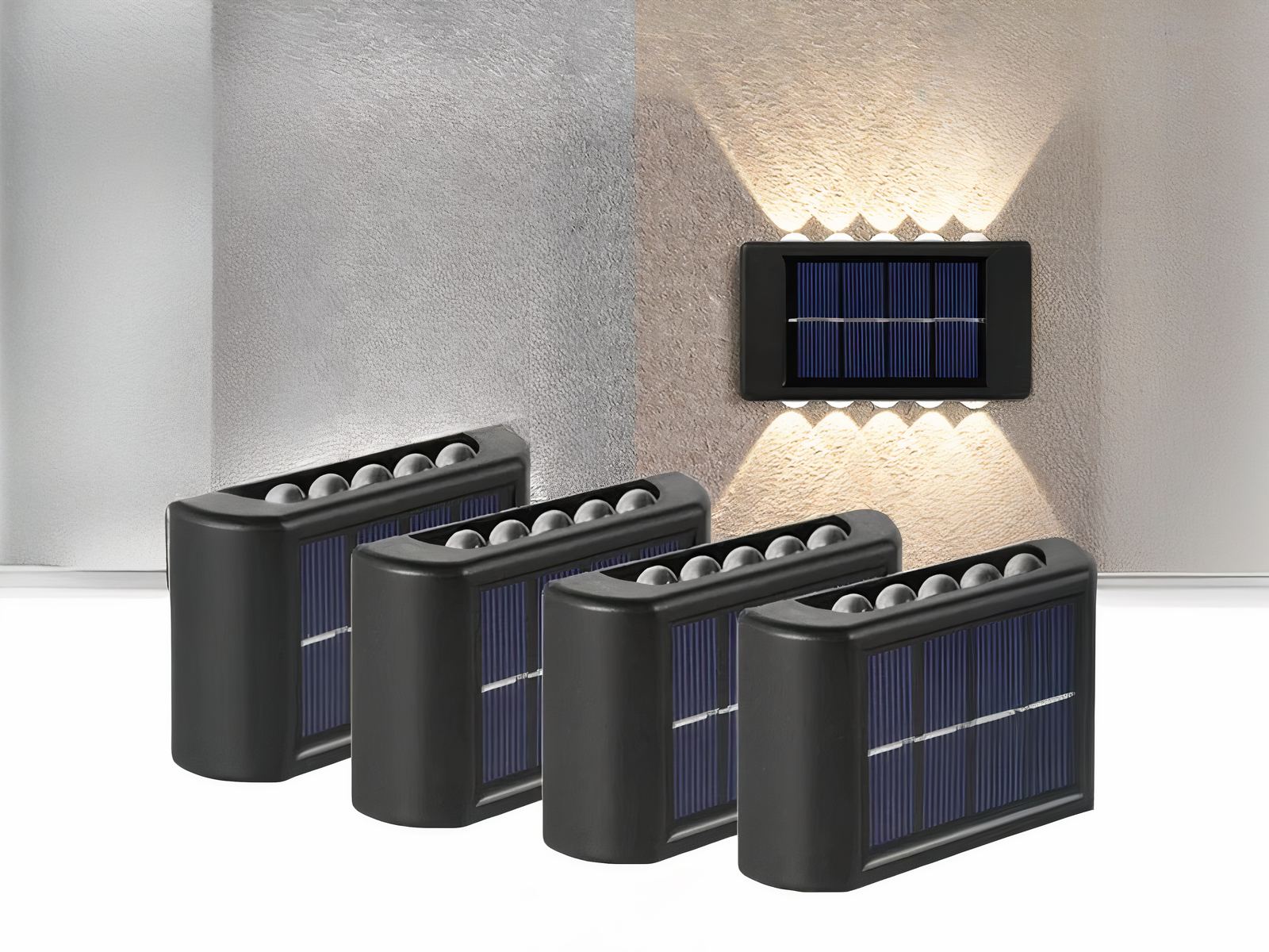 Lot de 2 appliques LED solaires murales et design