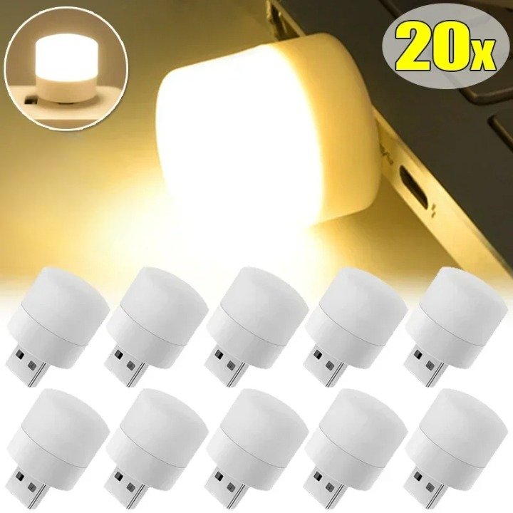 Lot de 20 mini lampes led USB avec lumière jaune
