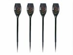 Lot de 4 lampes LED solaires en forme de torches, sur un fond blanc.