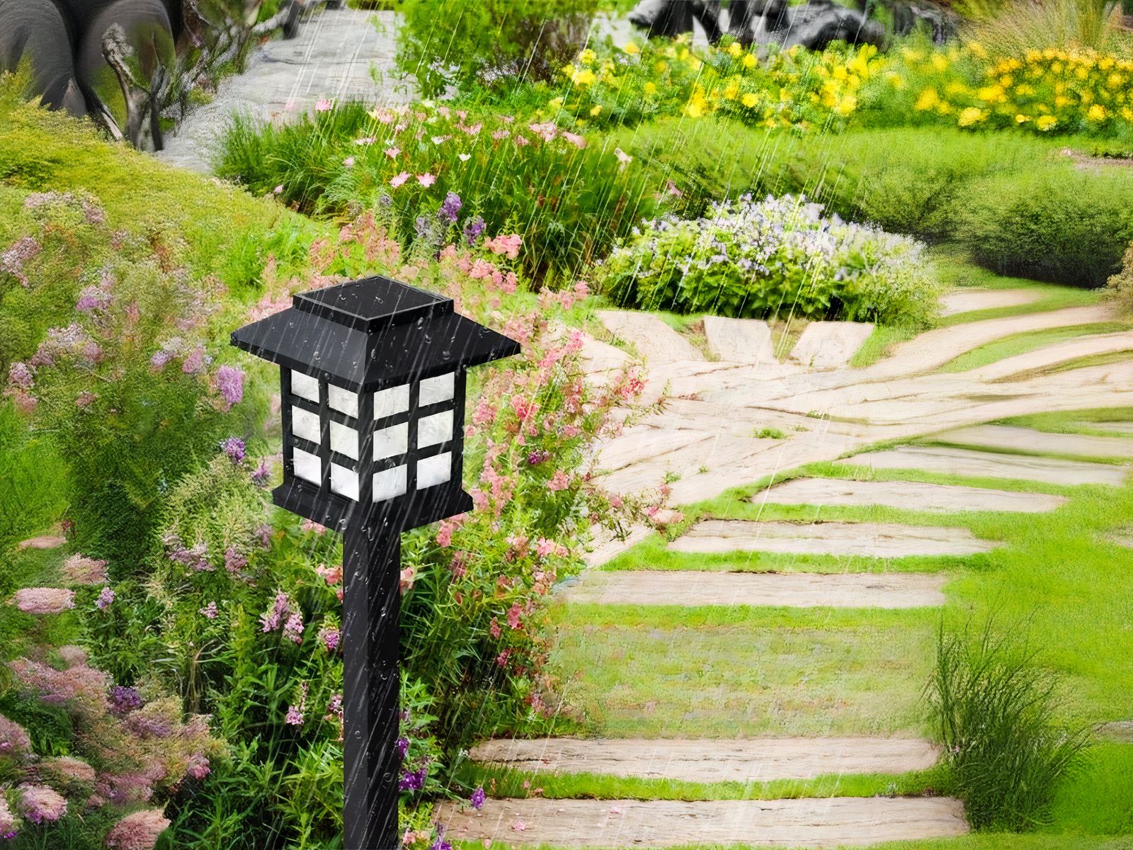 Lot de 4 lampes LED solaires noires style lanternes design