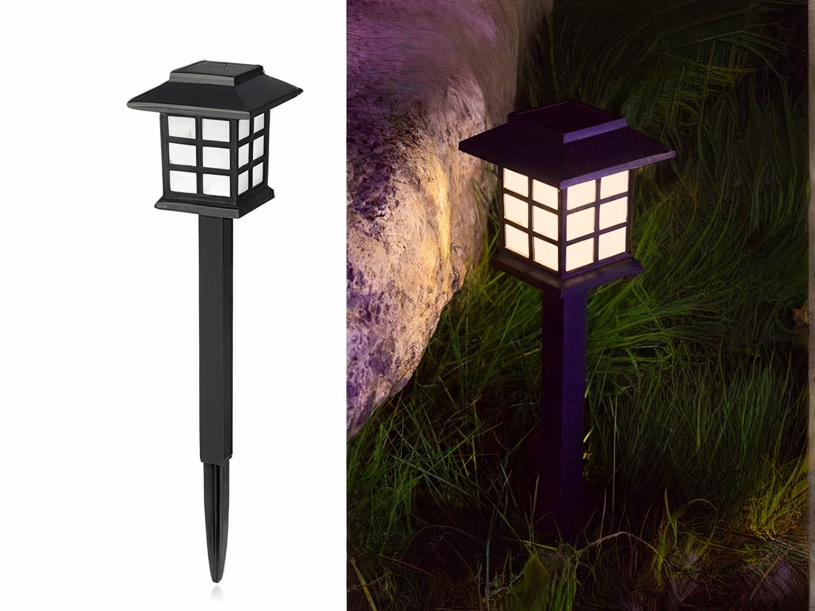 Lot de 4 lampes LED solaires noires style lanternes design