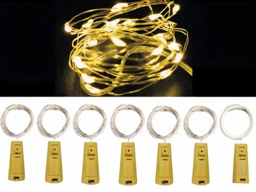 Lot de 5 guirlandes mini LED élégantes et lumineuses, sur un fond blanc et noir.