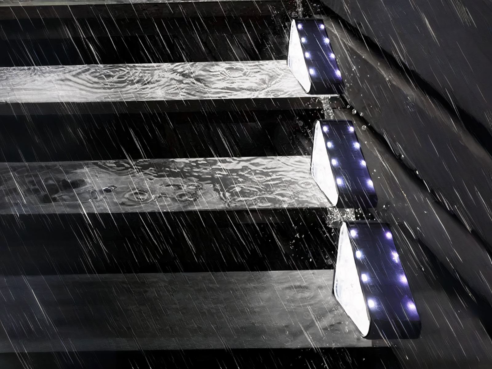 Lot de 6 appliques LED solaires triangulaires pour escaliers