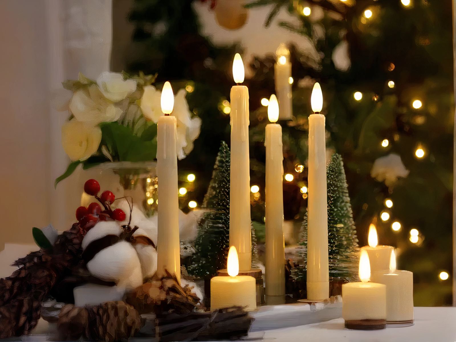 Lot de 6 bougies LED flamme vacillante avec télécommande