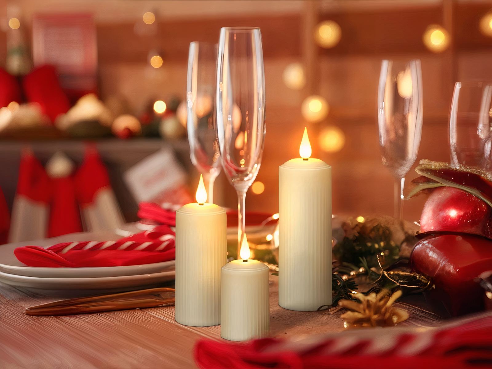 Lot de 6 bougies LED flamme vacillante design et élégantes