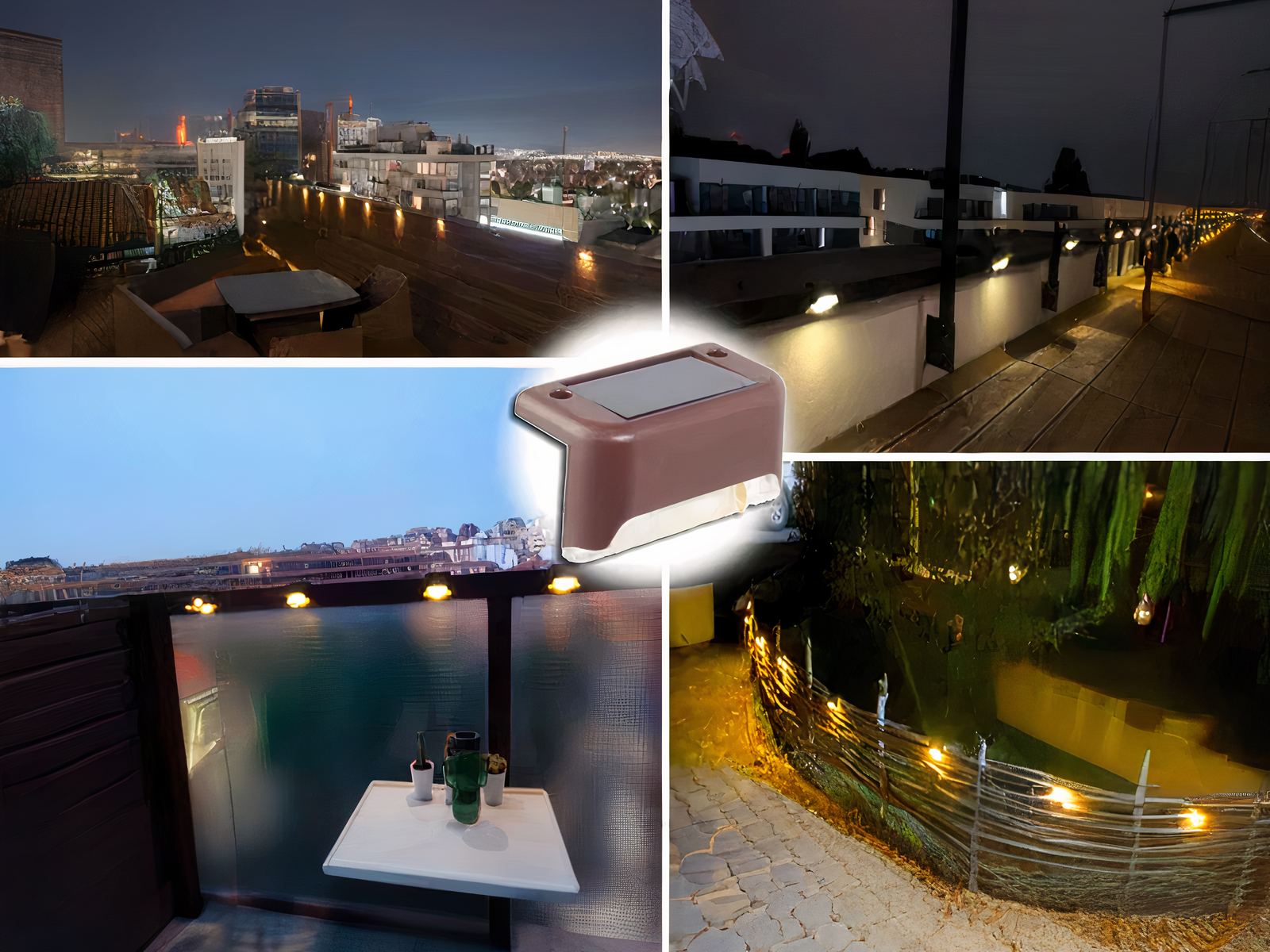 Lot de 8 appliques LED solaires marron design et élégantes