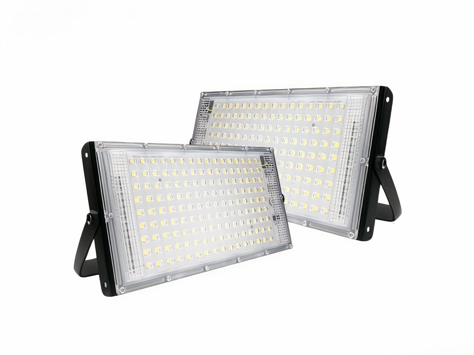 Lot de deux projecteurs extérieur LED rectangulaires sur fond blanc