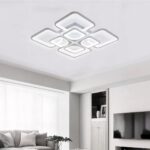 Luminaire LED intérieur élégant et carré Luminaires LED intérieur élégant et carré, de couleur blanc, au plafond dans un salon.