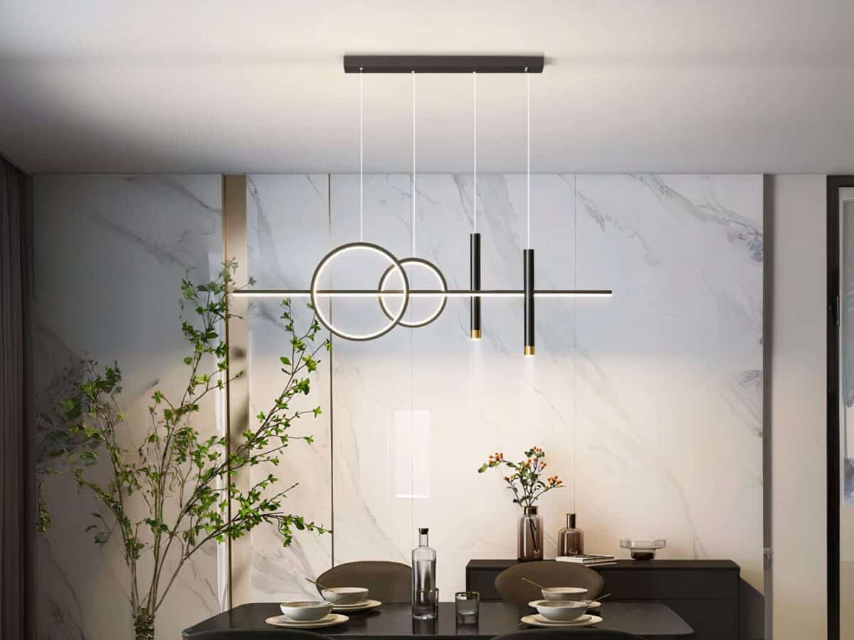 Lustre LED noir décoratif et minimaliste
