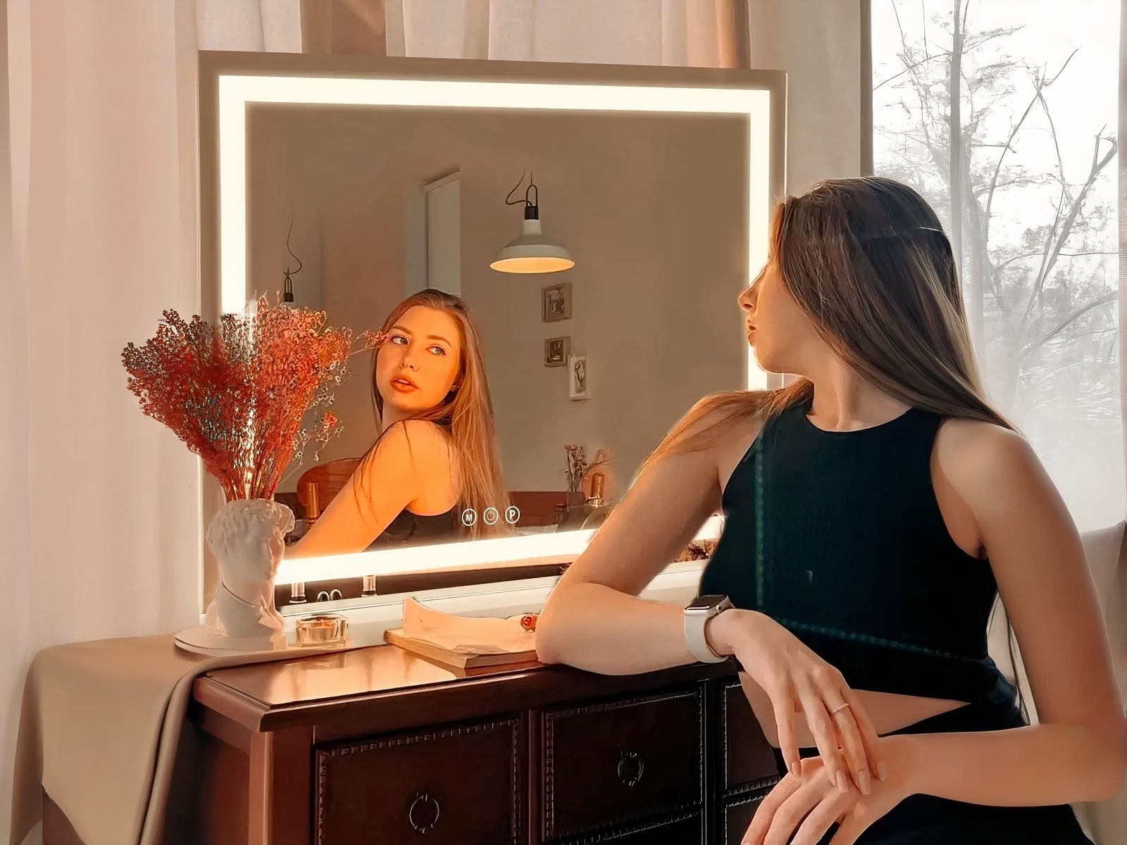 Miroir LED coiffeuse élégant grand format