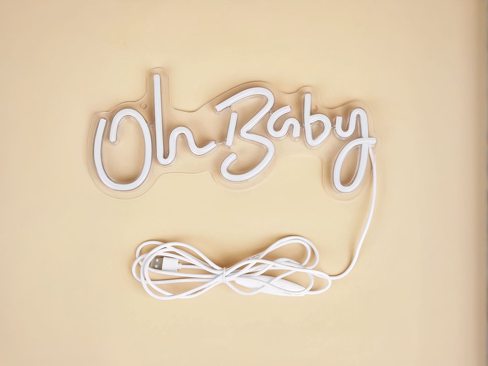 Néon LED blanche avec inscription Oh Baby