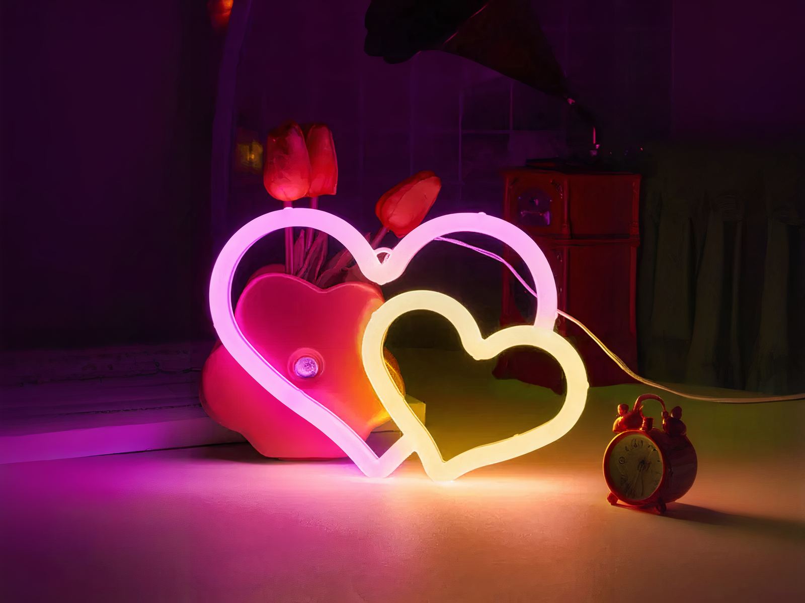 Néon LED design en forme de coeur