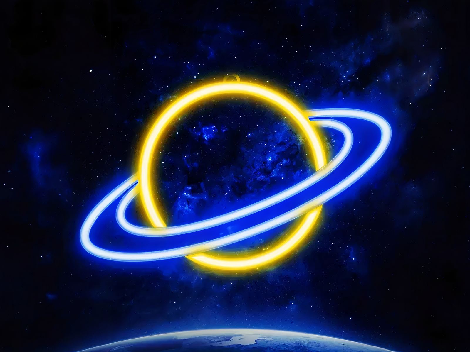 Néon LED en forme de planète Saturne