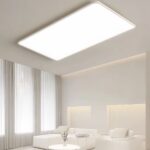 Panneau LED blanc et rectangulaire Panneaux LED blancs et rectangulaires, sur un plafond blanc.