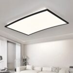 Panneau LED design moderne et rectangulaire incurvé Panneaux LED design moderne et rectangulaire incurvé, de couleur noir, dans un salon.