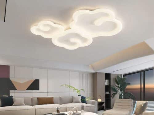 Plafond nuage LED design et moderne dans un salon