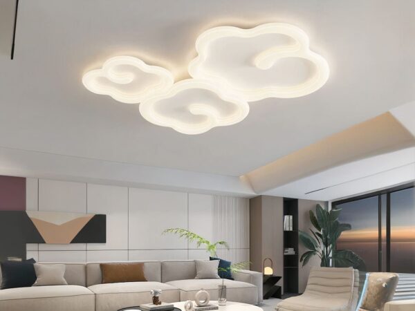 Plafond nuage LED design et moderne dans un salon