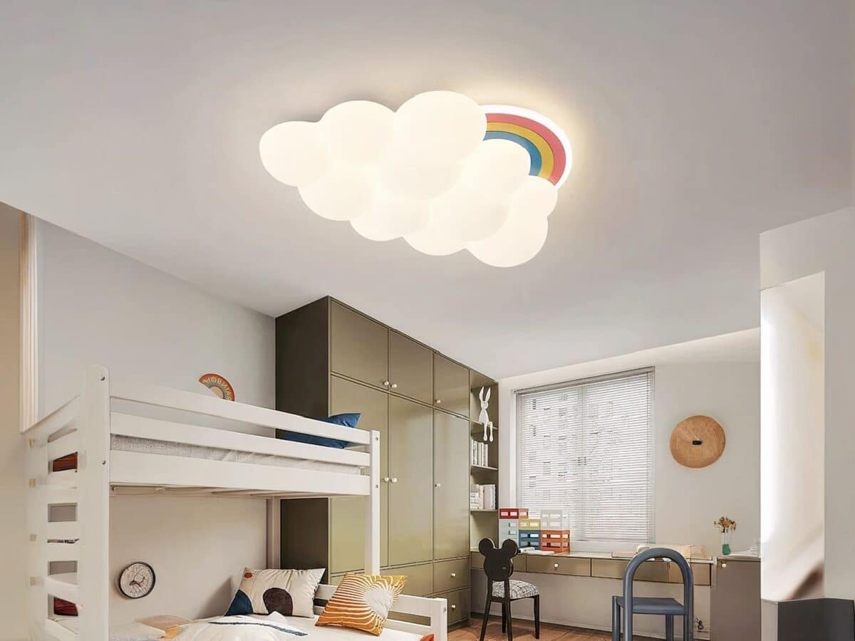 Plafond nuage LED élégant avec arc-en-ciel