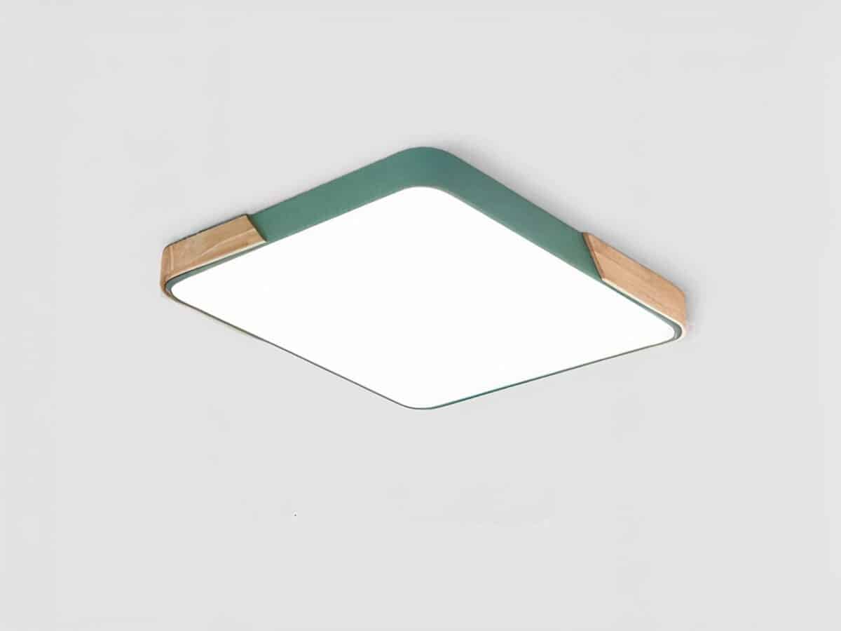 Plafonnier LED design en forme carré en bois