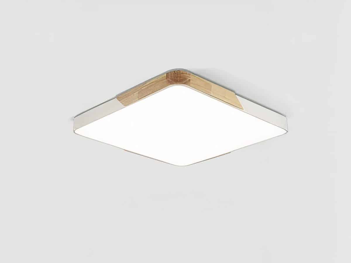 Plafonnier LED design en forme carré en bois