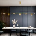 Lustre LED design et moderne Plafonnier LED Design et Moderne allumé dans un salon