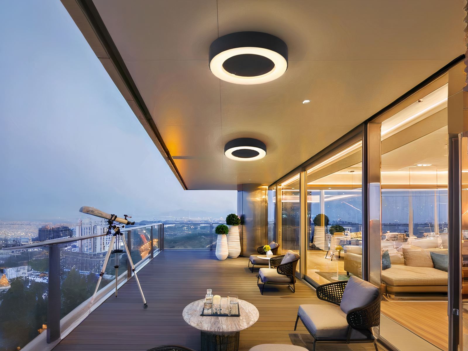 Plafonnier LED exterieur au design moderne et classe