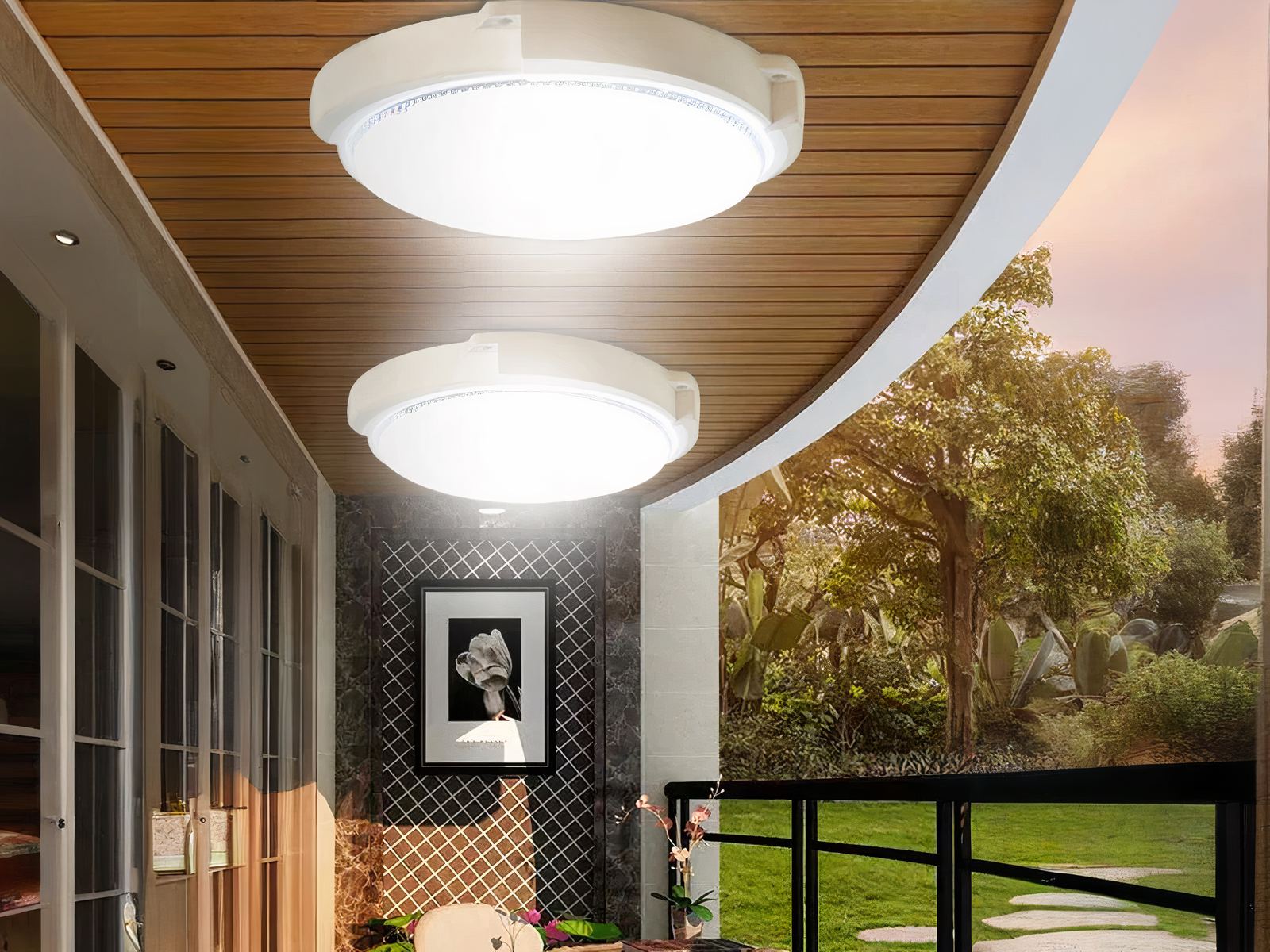 Plafonnier LED exterieur avec panneau solaire et télécommande