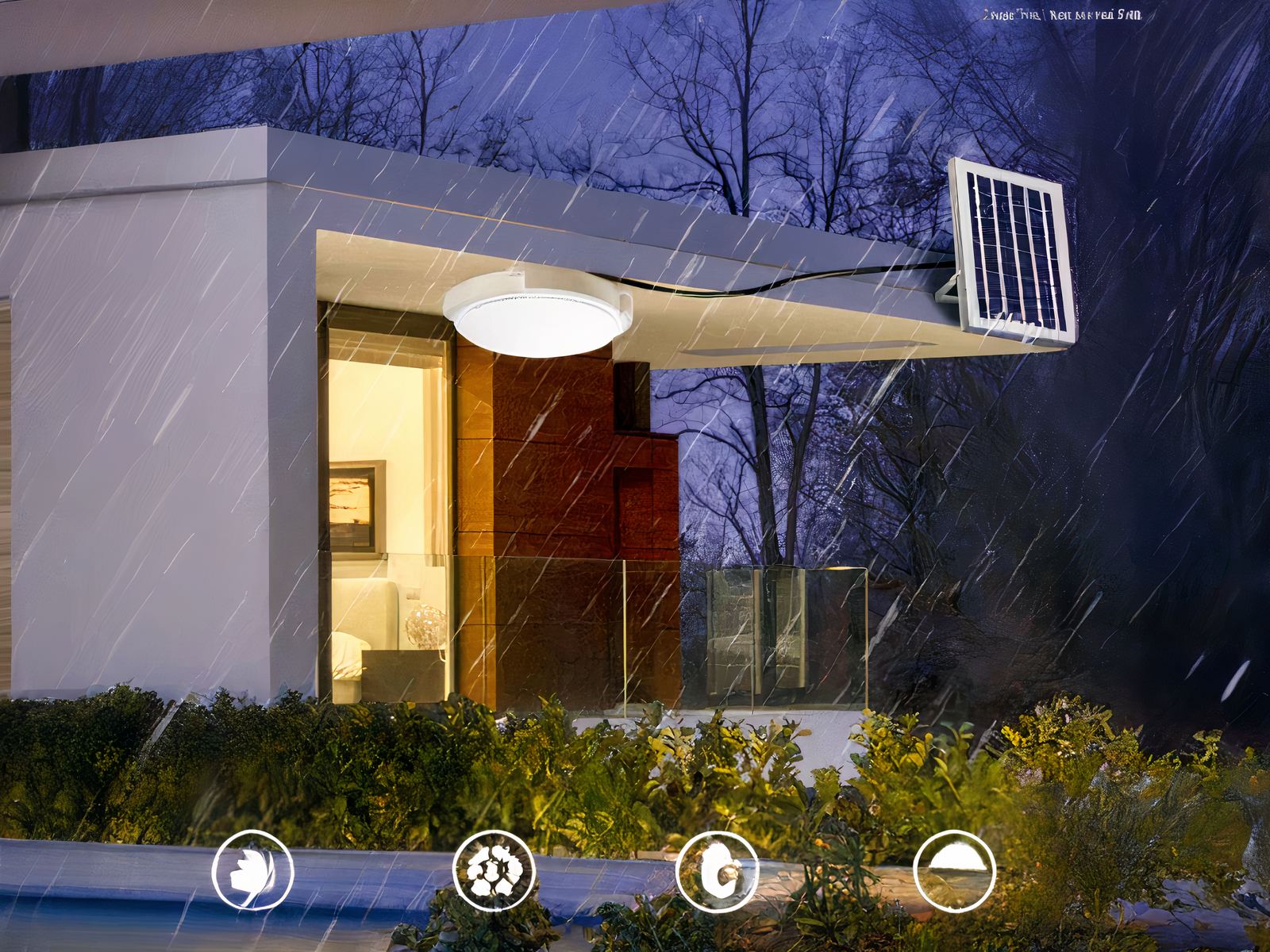 Plafonnier LED exterieur avec panneau solaire et télécommande