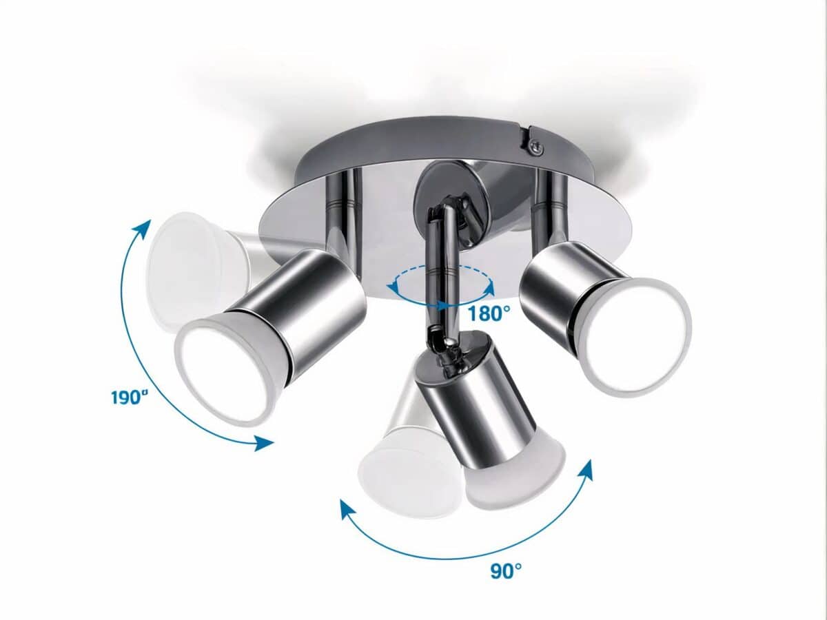 Projecteur LED argenté avec têtes rotatives