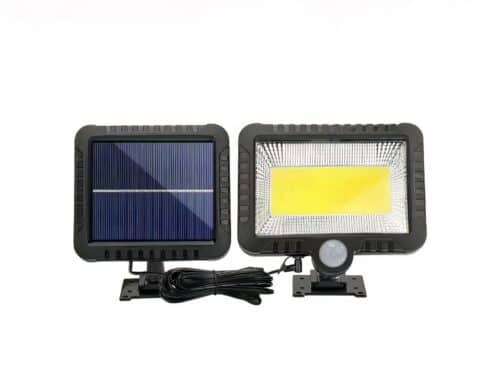 Projecteur LED solaire style moderne et compact sur fond blanc