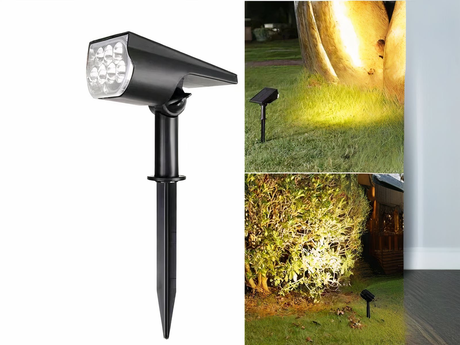 Spot LED solaire noir ajustable et design