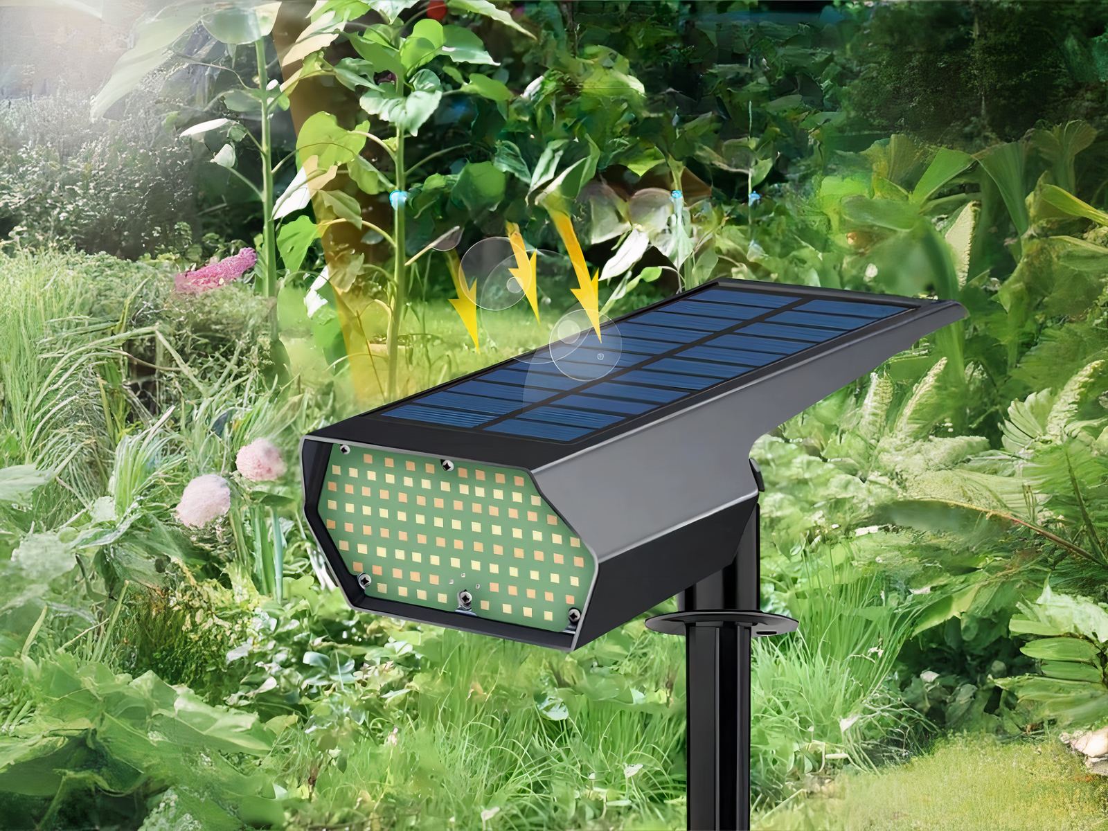 Spot LED solaire noir ajustable et étanche