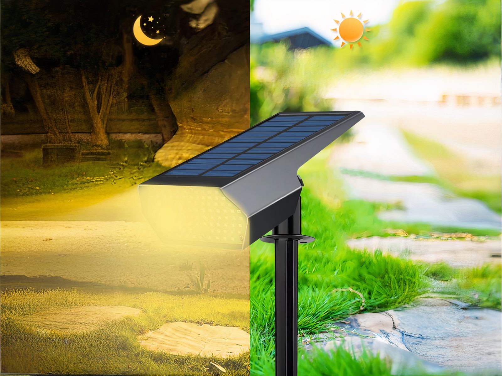 Spot LED solaire noir ajustable et étanche