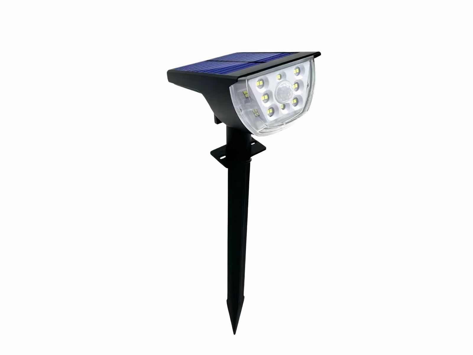 Spot LED solaire puissant et polyvalent sur fond blanc