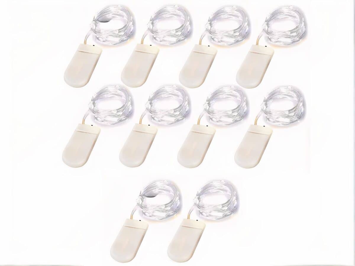 Design sans titre (28) Lot de dix rubans LED à pile 3m étanches et décoratifs sur fond blanc