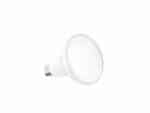 Ampoule LED E14 forme bulle plate blanche sur fond blanc.