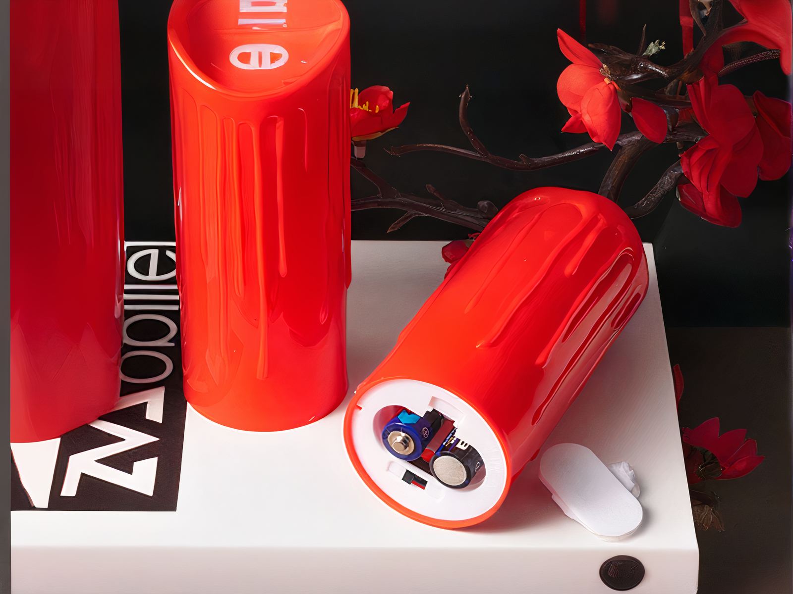 Bougie LED à flamme vacillante rouge et scintillante