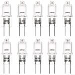 Lot 10 ampoules LED G4 style halogène Lot de 10 ampoules alignées sur fond blanc