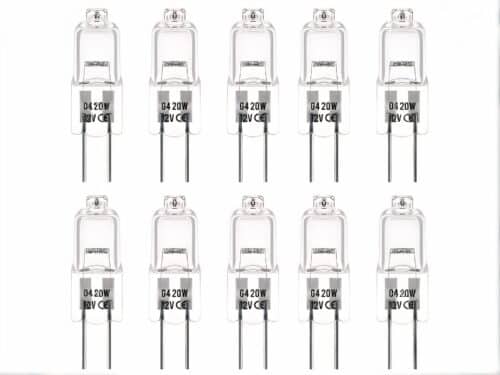 Lot de 10 ampoules alignées sur fond blanc
