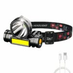 Lampe frontale LED esthétique et ultra-puissante Lampe frontale LED esthétique et ultra-puissante sur fond blanc