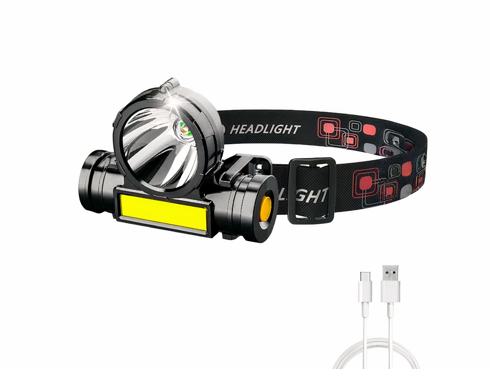 Lampe frontale LED esthétique et ultra-puissante sur fond blanc