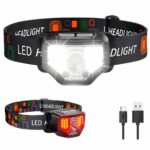 Lampe frontale LED étanche et puissante Lampe frontale LED étanche et puissante sur fond blanc