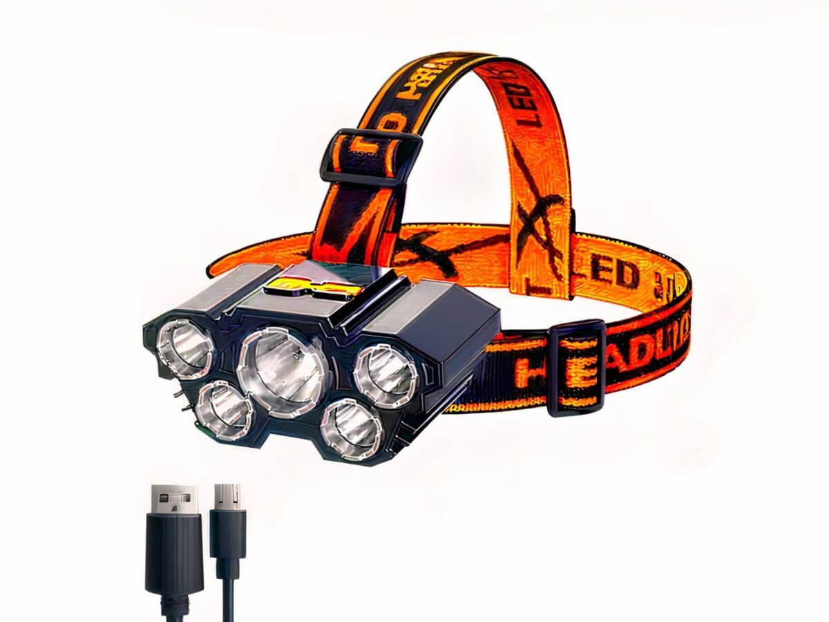 Lampe frontale LED polyvalente et durable Lampe frontale LED polyvalente et durable sur fond blanc