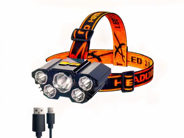 Lampe frontale LED polyvalente et durable sur fond blanc
