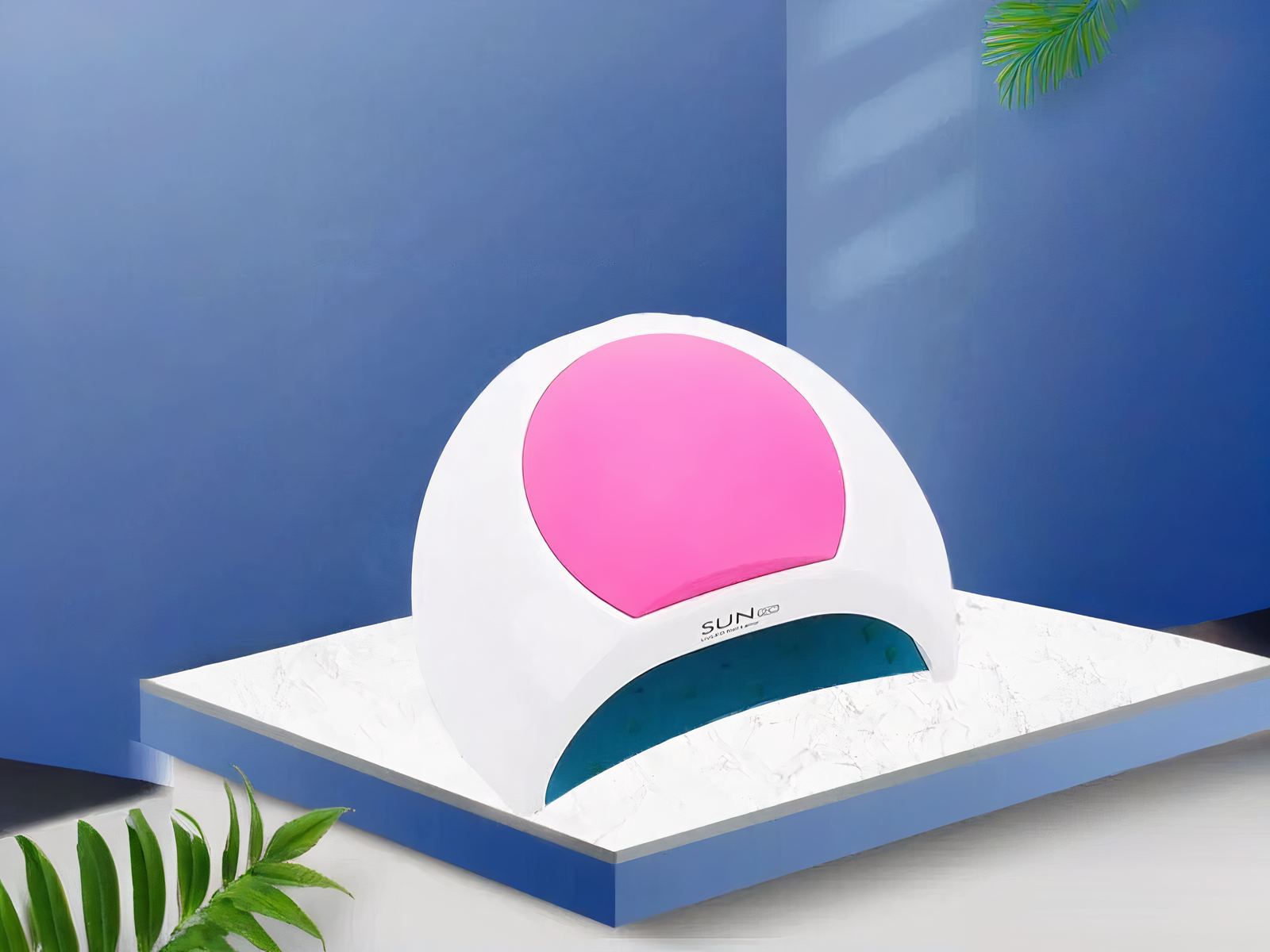 Lampe LED ongle UV design arrondi rose et blanche